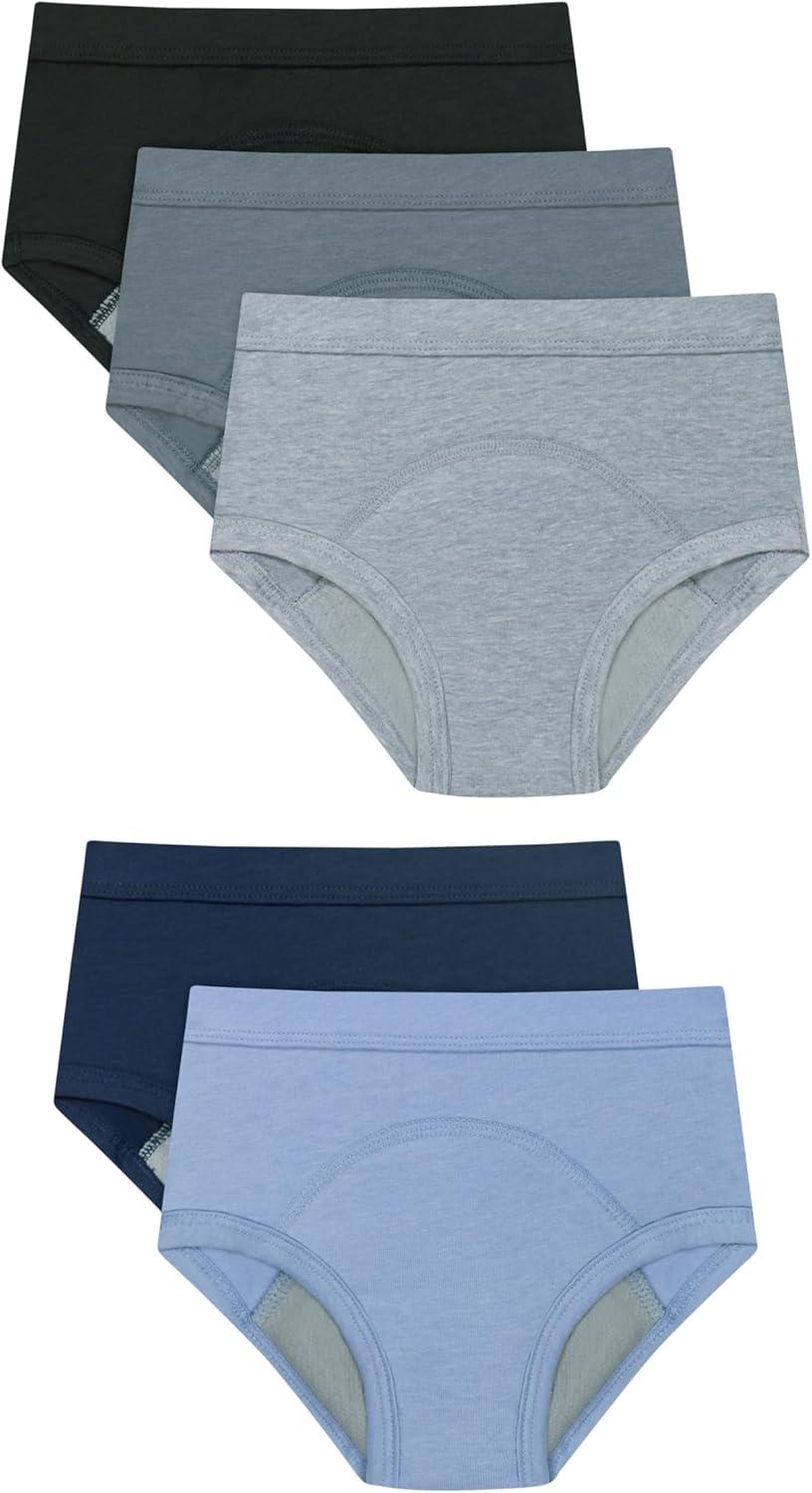 imageHanes babyboys Potty Training Underwear Brief Heavy Absorbency Toddler Boys Cotton Training Underwear 5 PackBlue 5 Pack