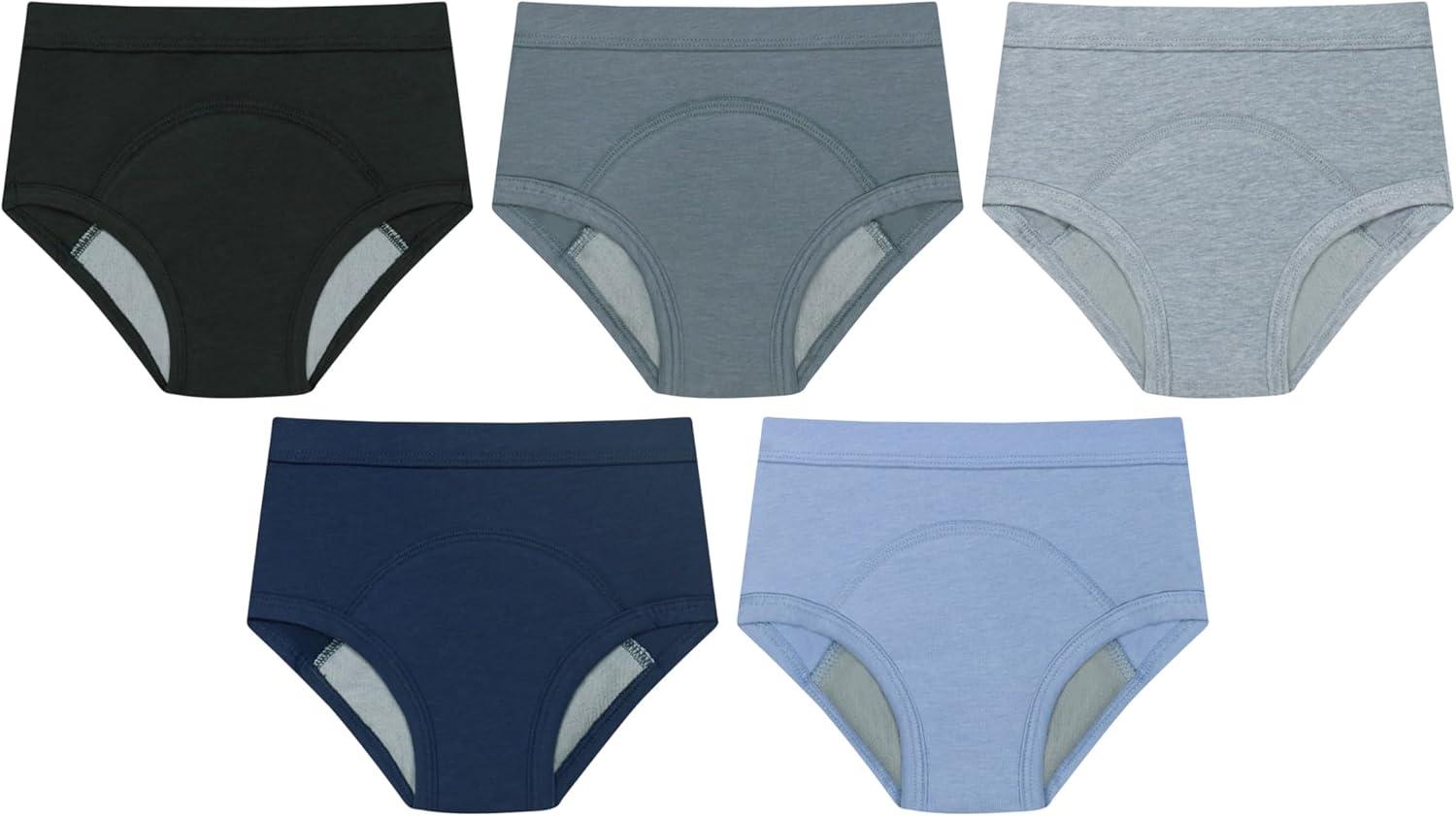 imageHanes babyboys Potty Training Underwear Brief Heavy Absorbency Toddler Boys Cotton Training Underwear 5 PackBlue 5 Pack