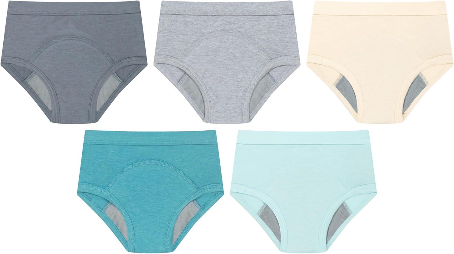 imageHanes babyboys Potty Training Underwear Brief Heavy Absorbency Toddler Boys Cotton Training Underwear 5 PackBlueGray 5 Pack