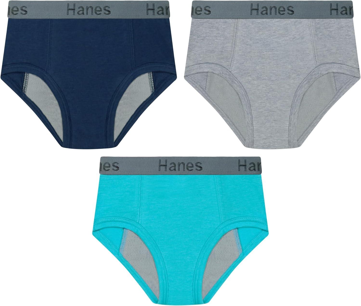 imageHanes boys Nighttime Underwear Leak Protection Confident Nights Overnight Underwear Kids Leakproof Underpants 3 PackTurquoiseGreyPink