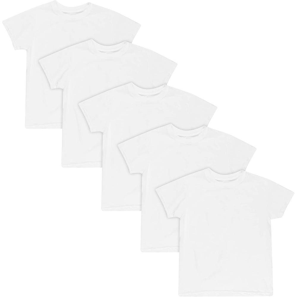 imageHanes Boys Undershirt EcoSmart White TShirts for Boys Short Sleeve Shirts 5 or 10 PackWhite  5 Pack