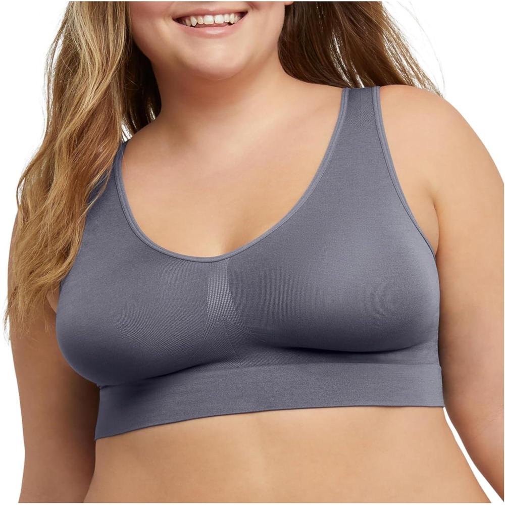 imageHanes Womens Just My Size Seamless Bralette Pure Comfort Light Support Pullover Bra Plus SizesPrivate Jet
