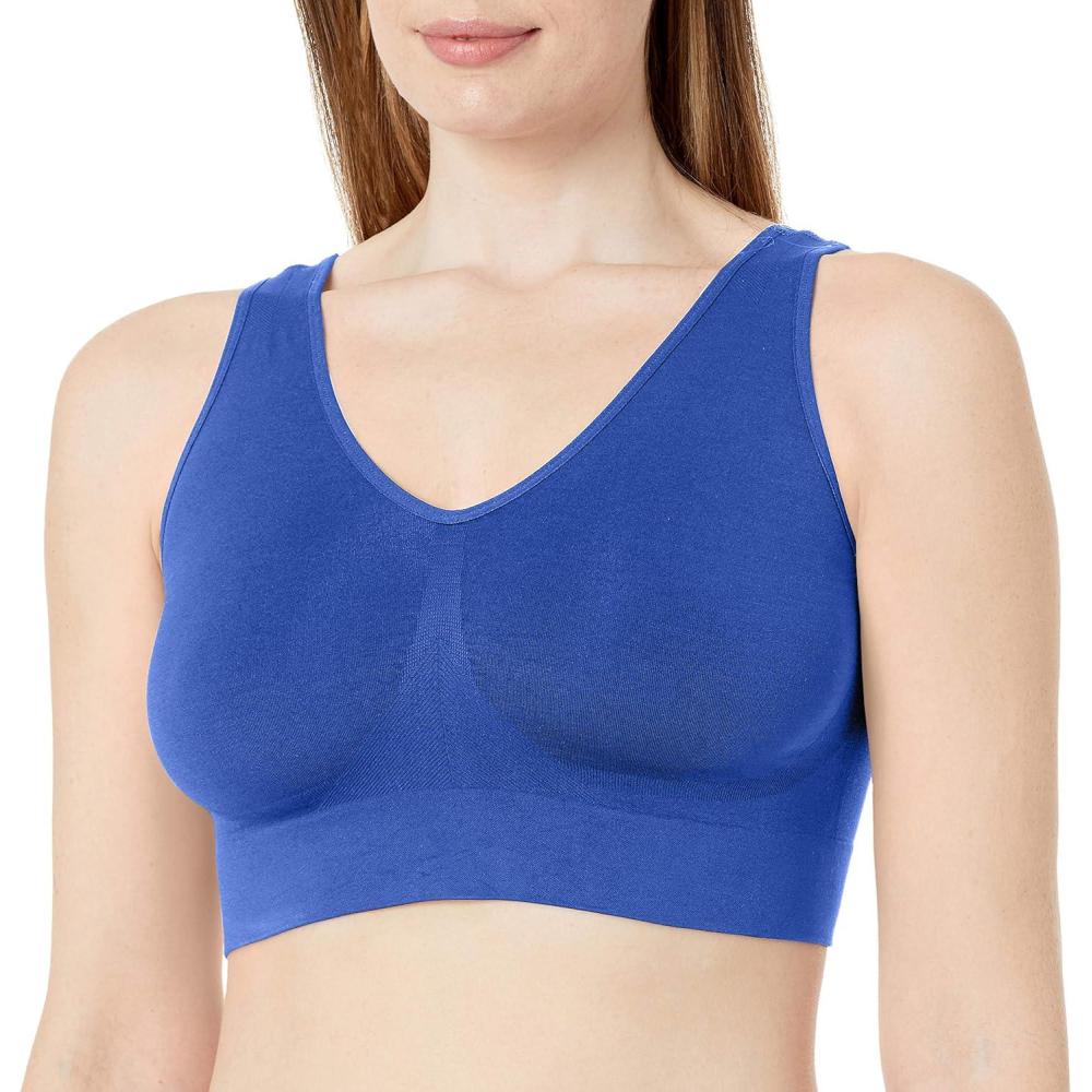 imageHanes Womens Just My Size Seamless Bralette Pure Comfort Light Support Pullover Bra Plus SizesSparkle Blue
