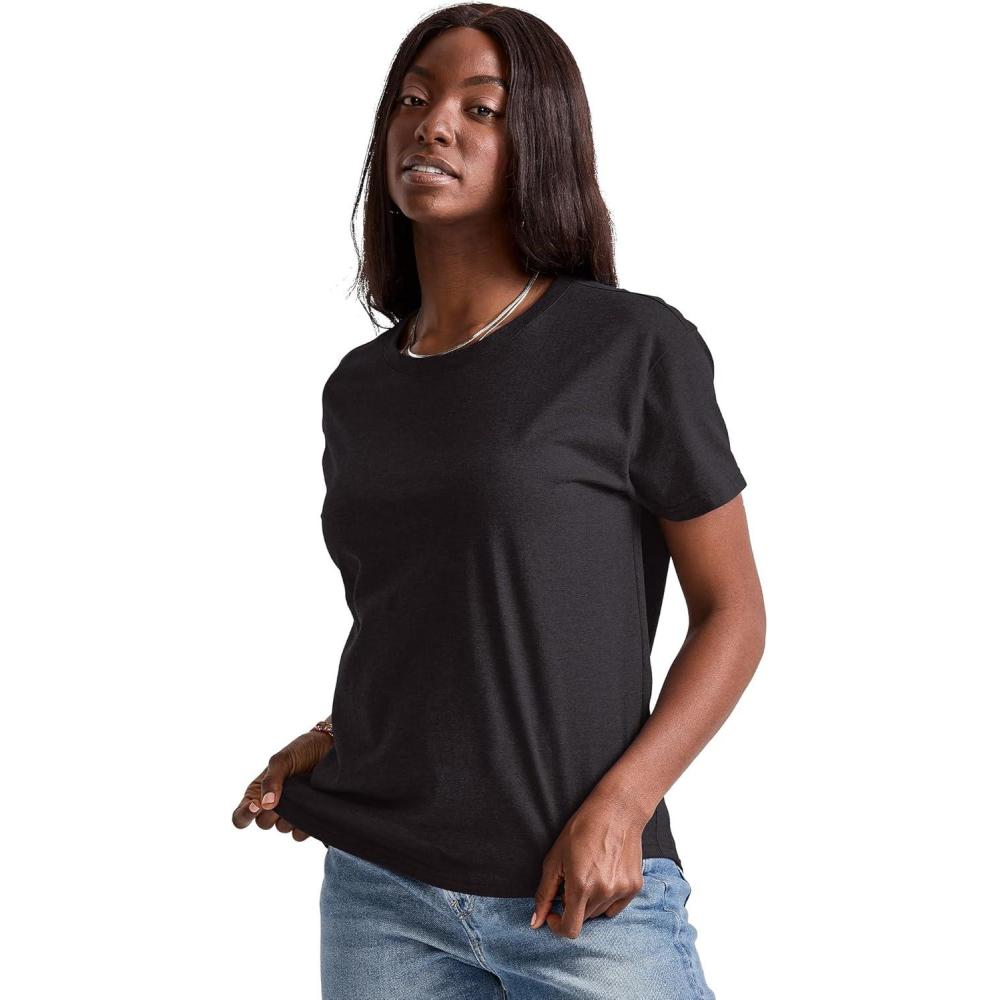 imageHanes Womens TriBlend Relaxed Fit TShirt Oversized Lightweight Tee Available in Plus SizeBlack