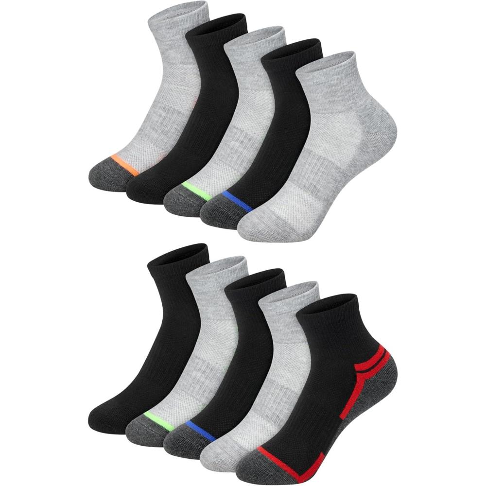 imageHanes boys Moves Socks Breathable Mesh Performance Socks Crew Ankle amp No Show Moisturewicking 10packAnkle  GreyBlack