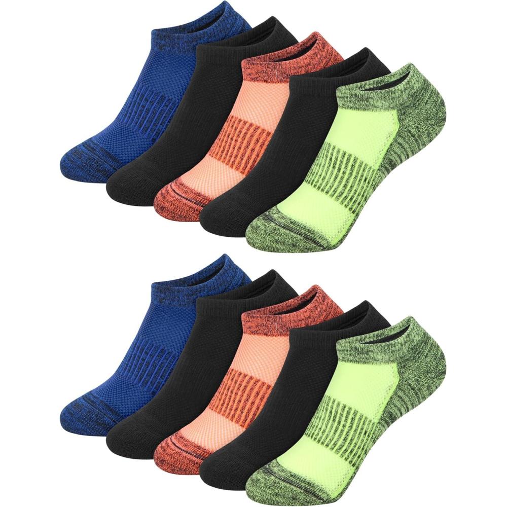 imageHanes boys Moves Socks Breathable Mesh Performance Socks Crew Ankle amp No Show Moisturewicking 10packNo Show OrangeYellow