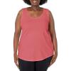imageJUST My Size Womens Just My Size Plus Size Cotton Jersey Shirttail Tank Top Plus Sleeveless ShirtsBriny Pink