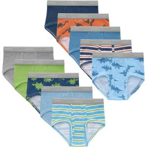 Hanes Boys’ Brief Underwear, Cotton Underwear for Boys, No Ride-Up Briefs, 6 and 10 Packs(Blue  Orange Dino  Stripes  Green)
