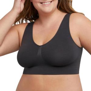 Hanes Women’s Just My Size Seamless Bralette, Pure Comfort Light Support Pullover Bra, Plus Sizes(Black)