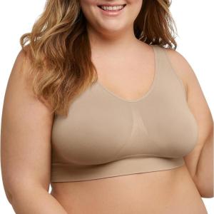Hanes Women’s Just My Size Seamless Bralette, Pure Comfort Light Support Pullover Bra, Plus Sizes(Nude)