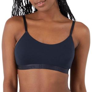 Hanes Women’s Originals Supersoft String Bralette, Pullover Bra, Scoop Neckline(Black)
