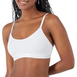 Hanes Women’s Originals Supersoft String Bralette, Pullover Bra, Scoop Neckline(White)