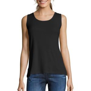 Hanes Women’s Shirts, Women’s Mini-Ribbed Cotton Tank Tops, Women’s Sleeveless T-Shirts, Women’s Tanks(Black)