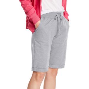 Hanes Women’s Shorts, French Terry Bermuda Pocket Shorts, Jersey Knit Fleece Shorts, Women’s Bermuda Shorts, 11″(Light Steel)