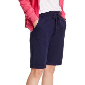 Hanes Women’s Shorts, French Terry Bermuda Pocket Shorts, Jersey Knit Fleece Shorts, Women’s Bermuda Shorts, 11″(Navy)