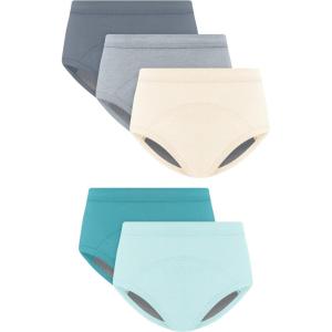 Hanes baby-boys Potty Training Underwear Brief, Heavy Absorbency Toddler Boys’ Cotton Training Underwear, 5 Pack(Blue/Gray – 5 Pack)