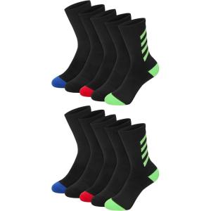 Hanes boys Moves Socks, Breathable Mesh Performance Socks, Crew, Ankle & No Show, Moisture-wicking, 10-pack(Crew – Black)