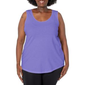 JUST My Size Womens Just My Size Plus Size Cotton Jersey Shirttail Tank Top, Plus Sleeveless Shirts(Petal Purple)