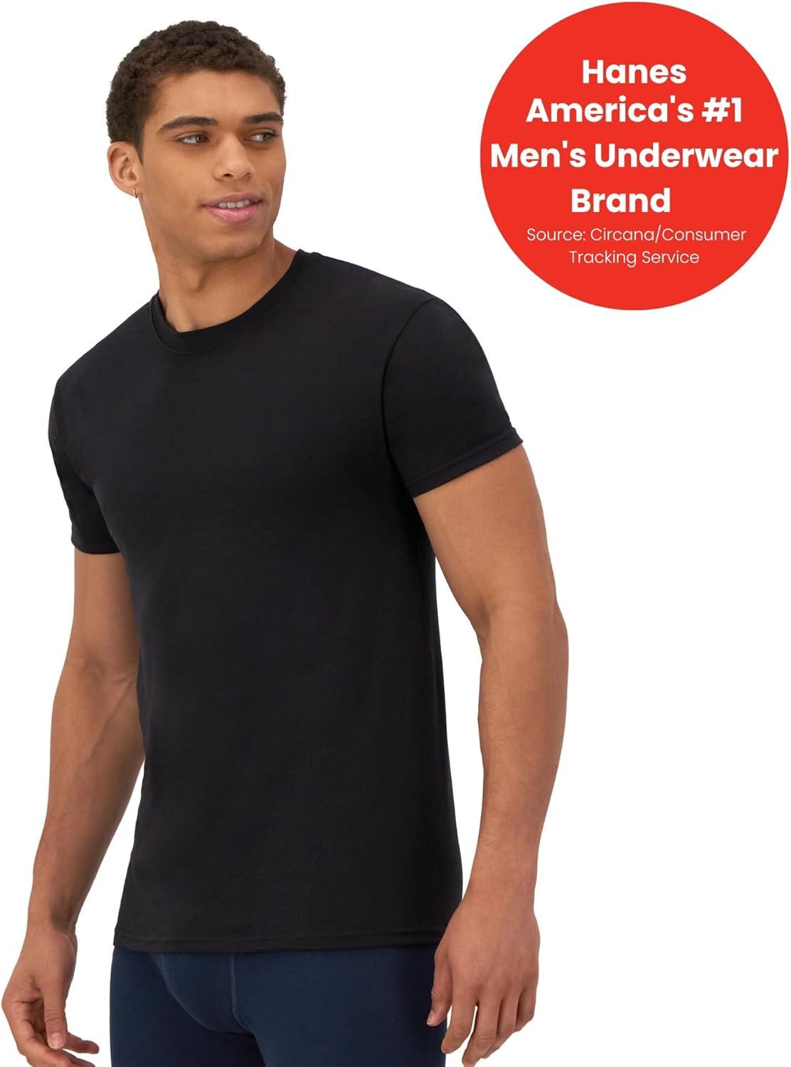 imageHanes Mens Hanes Ultimate Mens Fresh Iq Slim Fit Crew Undershirt 4PackBlack 4 Pack
