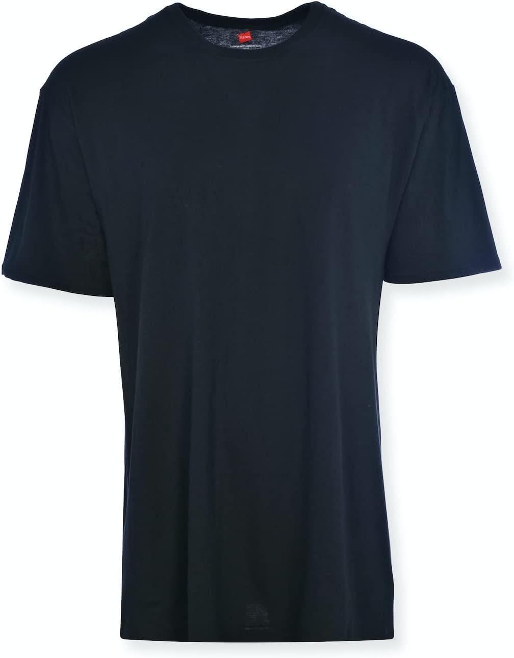 imageHanes Mens Tall 100 Cotton Crew Neck Undershirts Tagless Ultra Comfort MultipackBlack  3 Pack