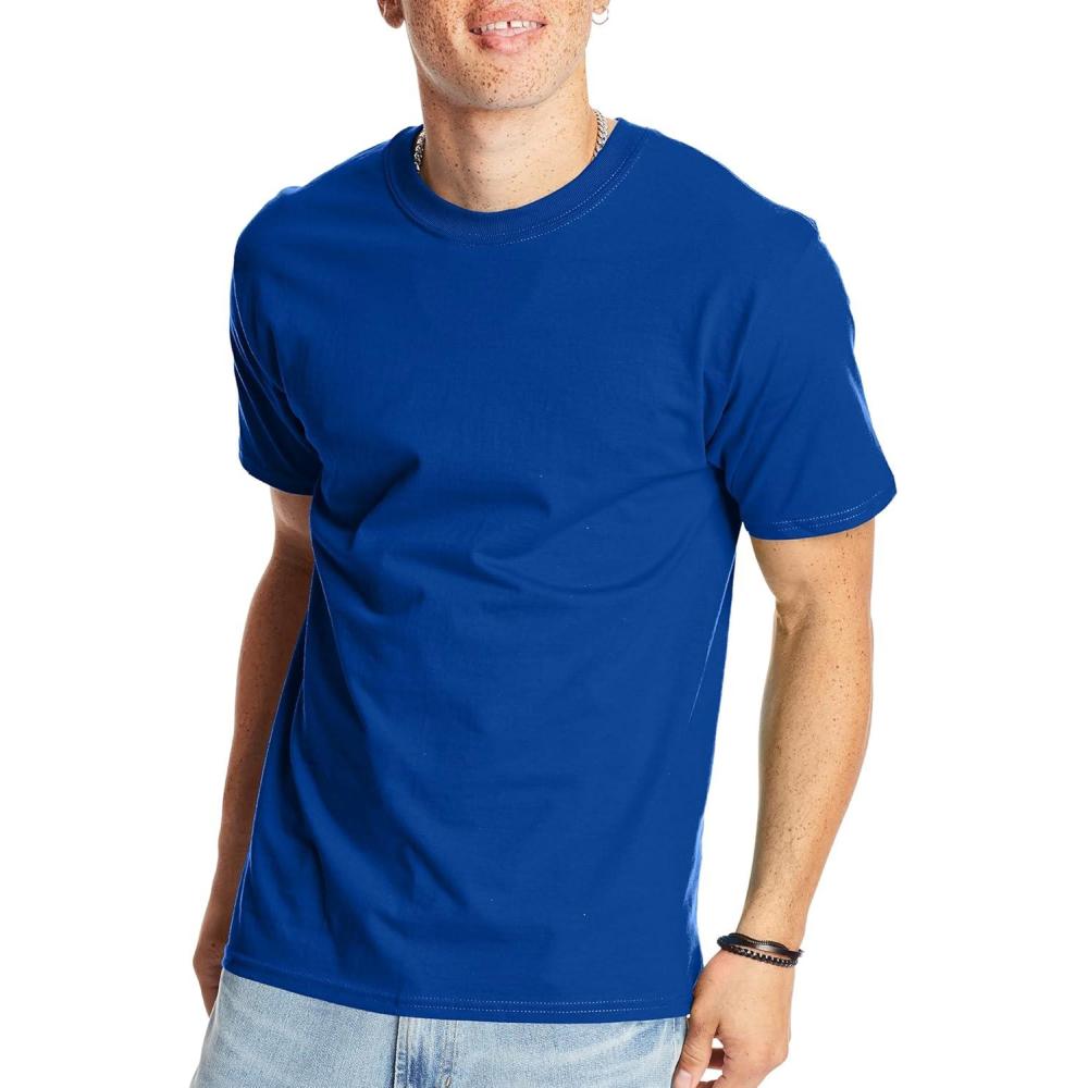 imageHanes Mens Beefyt TShirt Heavyweight Cotton Tee 1 Or 2 Pack Big amp TallDeep Royal  1 Pack