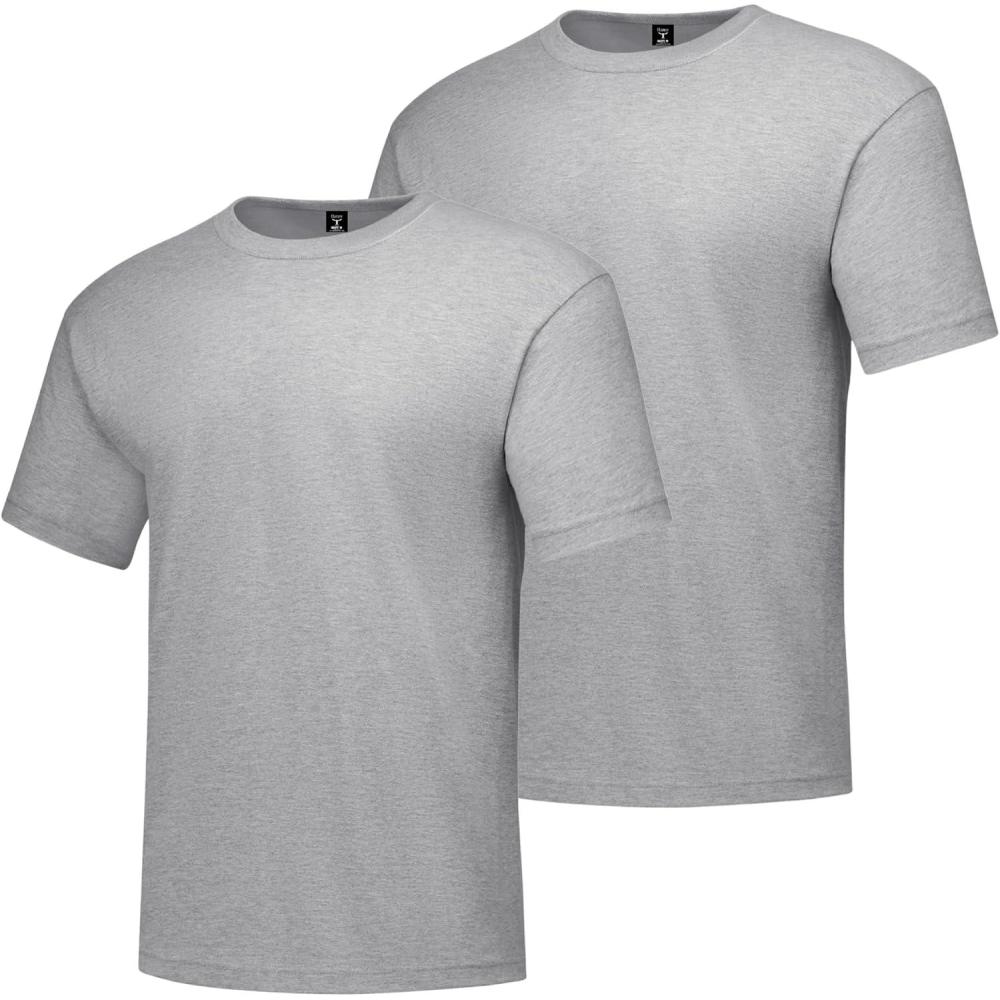 imageHanes Mens Beefyt TShirt Heavyweight Cotton Tee 1 Or 2 Pack Big amp TallLight Steel  2 Pack