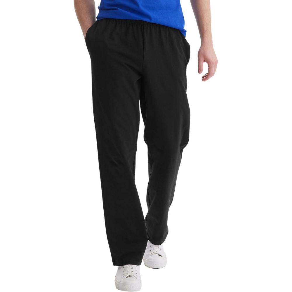 imageHanes Mens Essentials Jersey Sweatpants Cotton Lounge Pants with Pockets for Men 32 InseamBlack
