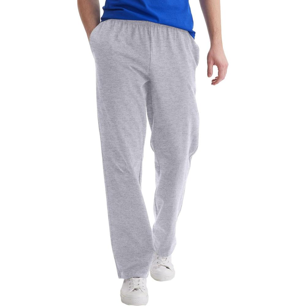 imageHanes Mens Essentials Jersey Sweatpants Cotton Lounge Pants with Pockets for Men 32 InseamLight Steel