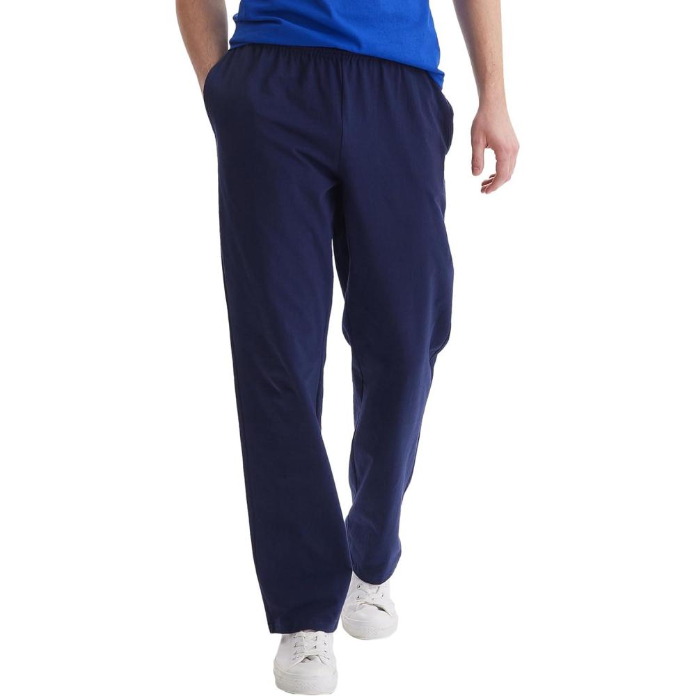 imageHanes Mens Essentials Jersey Sweatpants Cotton Lounge Pants with Pockets for Men 32 InseamNavy