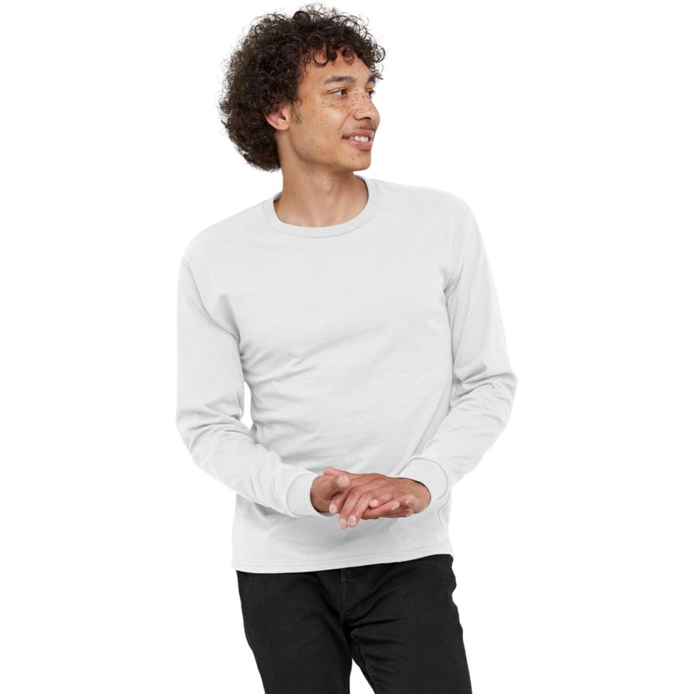 imageHanes Mens Essentials LongSleeve TShirt Crewneck Cotton TShirts for Men 2PackWhite  4 Pack