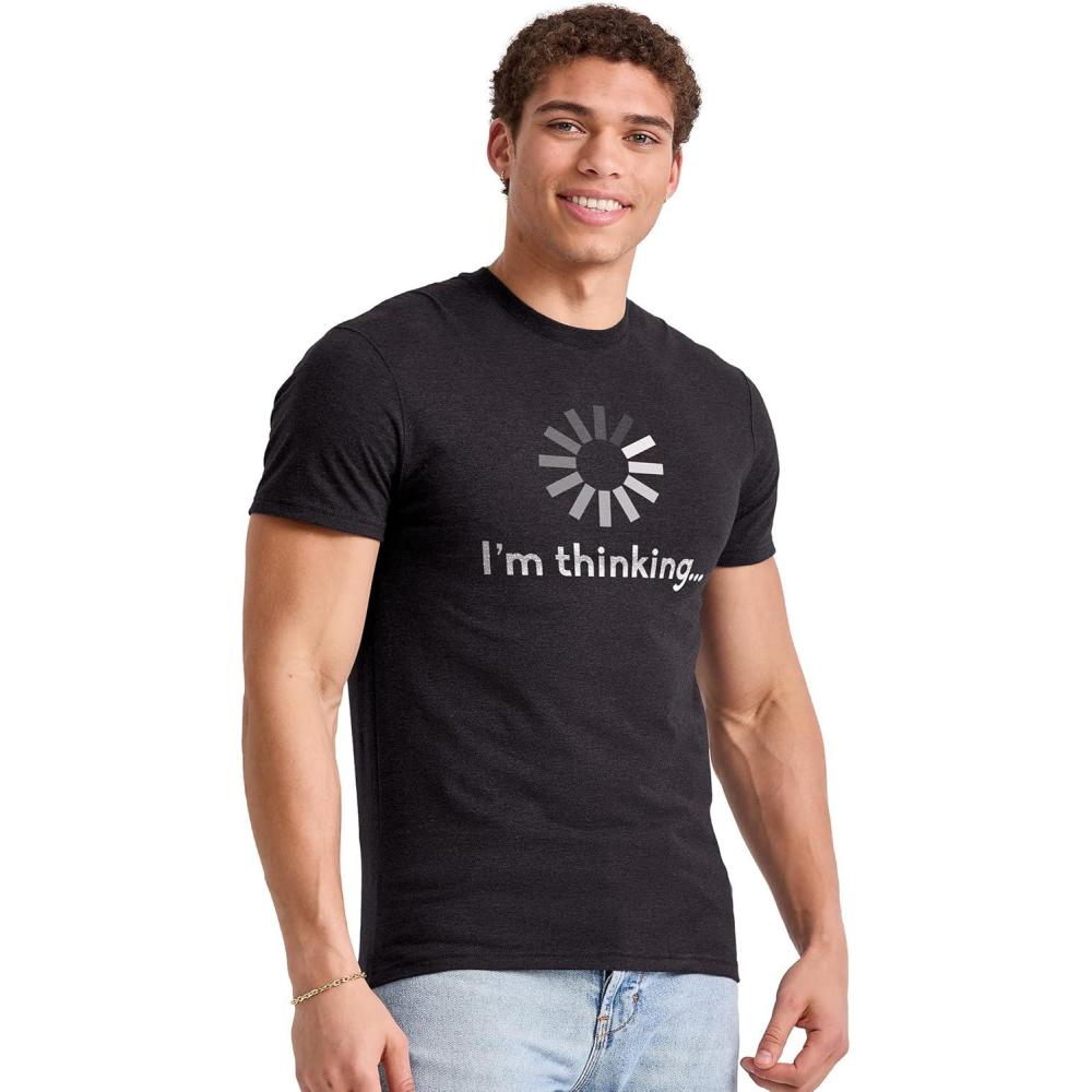 imageHanes Mens Essentials Short Sleeve Graphic TeeIm Thinking