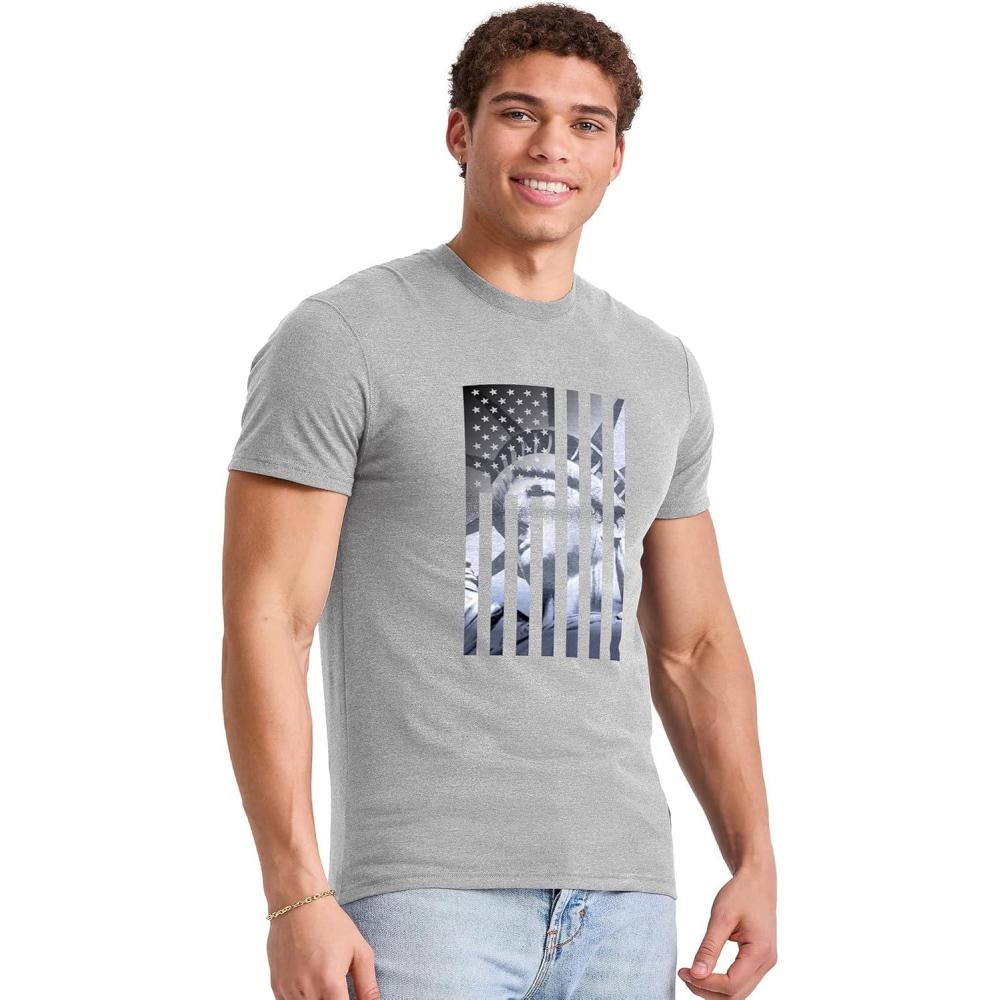 imageHanes Mens Essentials Short Sleeve Graphic TeeLiberty Flag