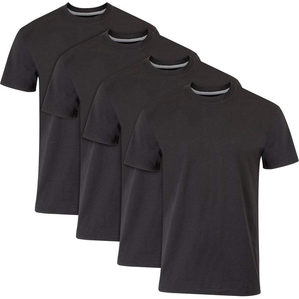 imageHanes Mens Hanes Ultimate Mens Fresh Iq Slim Fit Crew Undershirt 4PackBlack  4 Pack