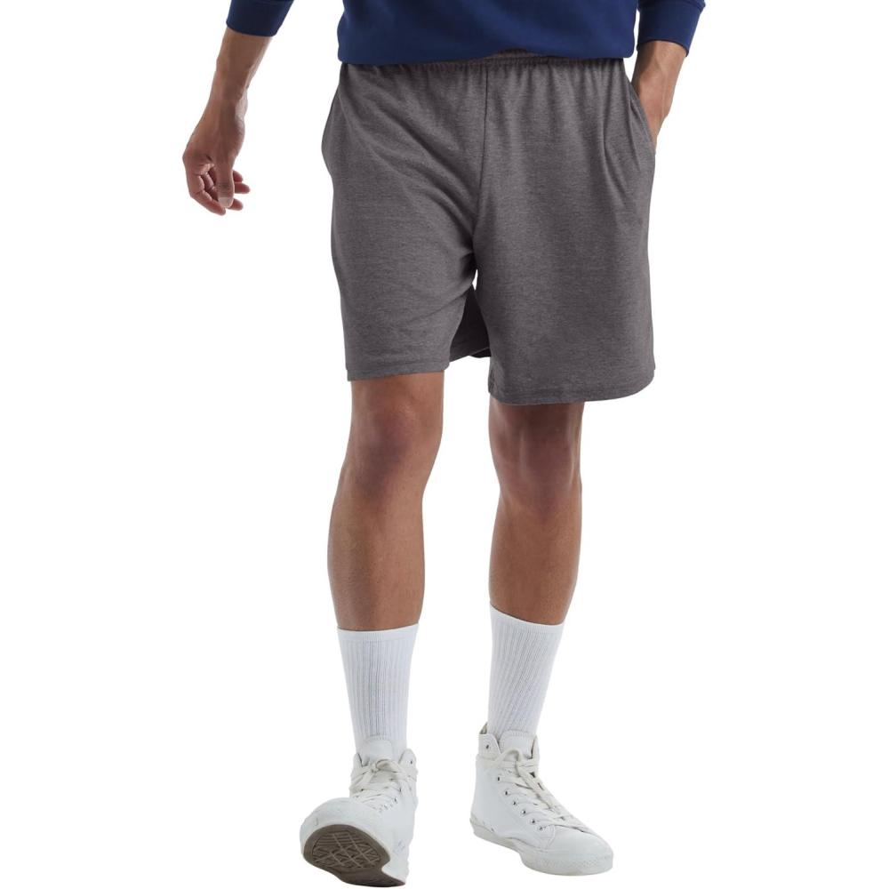 imageHanes Mens Jersey Pocket ShortCharcoal Heather