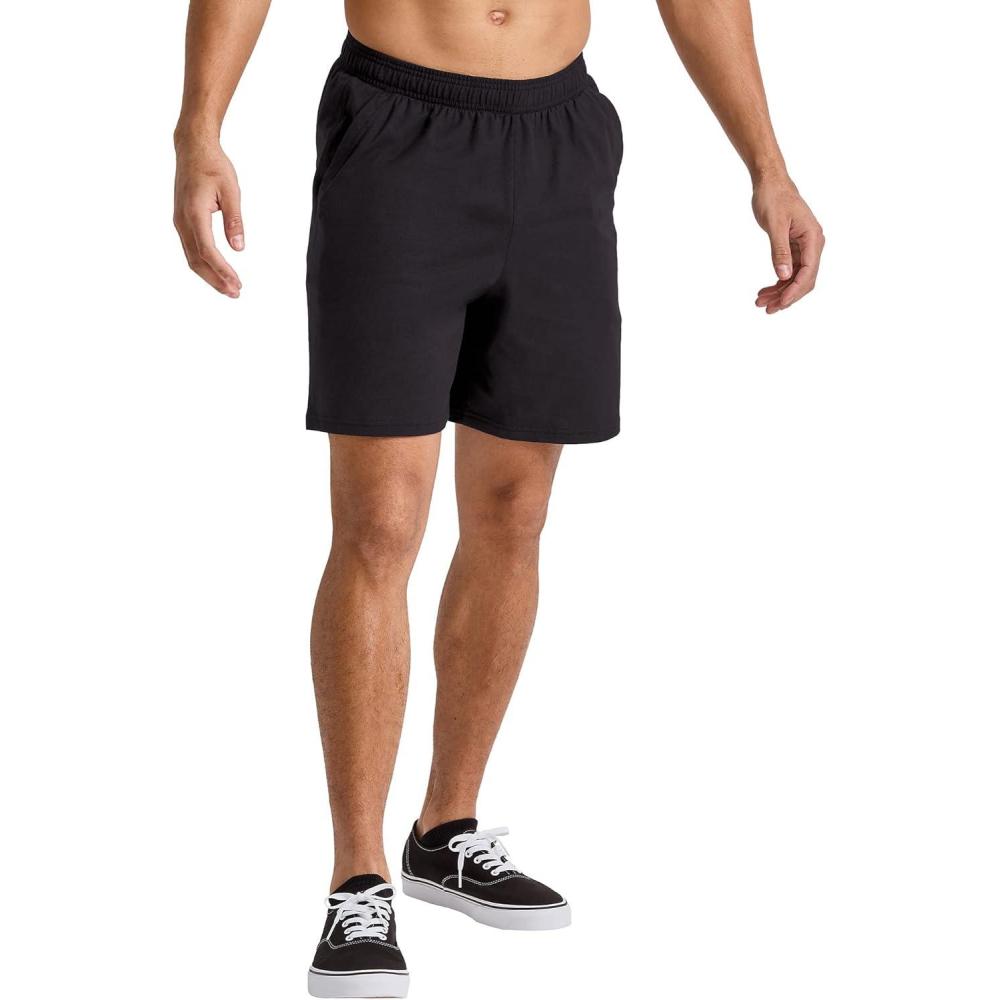 imageHanes Mens Originals Cotton Pockets Pullon Jersey Gym Shorts 7Black