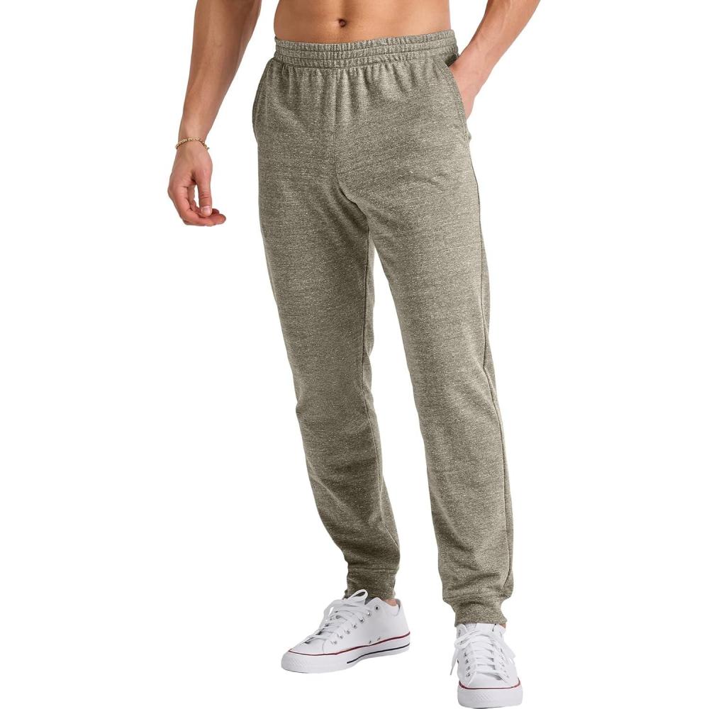 imageHanes Mens Originals French Terry Joggers Lightweight Sweatpants with Pockets 30 InseamCamouflage Green Pe Heather