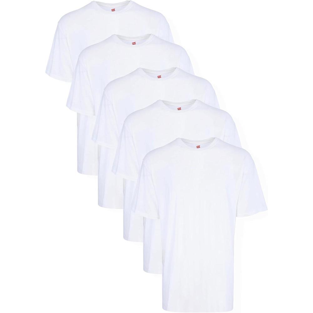 imageHanes Mens Tall 100 Cotton Crew Neck Undershirts Tagless Ultra Comfort MultipackWhite  5 Pack