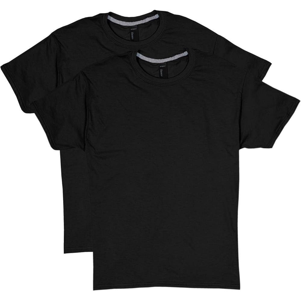 imageHanes Mens XTemp Performance TShirt Pack Cotton Blend MoistureWicking Tees for Men 2PackBlack