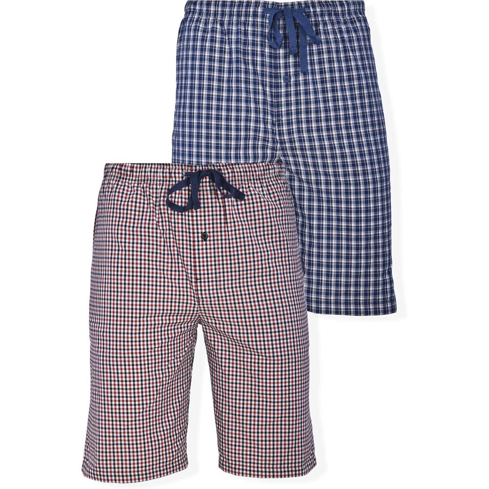 imageHanes mens 2pack Woven Pajama ShortRedNavy