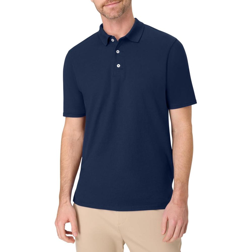 imageHanes mens Xtemp Performance Polo Cotton Blend Sport Shirt for Men With Odor ControlNavy