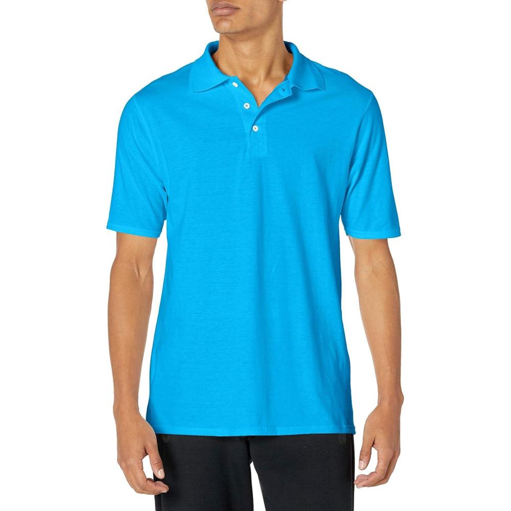 imageHanes mens Xtemp Performance Polo Cotton Blend Sport Shirt for Men With Odor ControlNeon Blue Heather