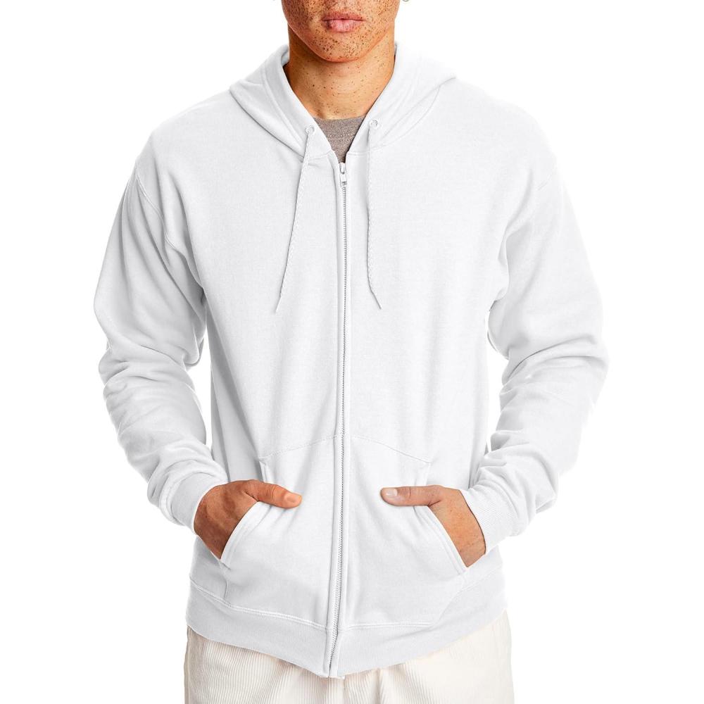 imageHanes mens Zipup Hoodie Ecosmart Fleece Fullzip Hoodie for Men Hooded SweatshirtWhite