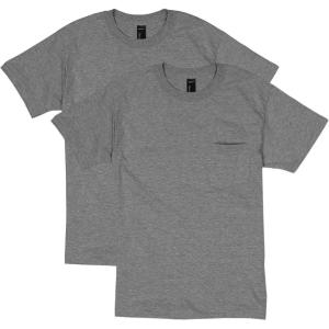Hanes Mens Beefy-t Pocket, Heavyweight Cotton Pocket Tee for Men, Full-Cut T-Shirt, 1 Or 2 Pack(Charcoal Heather – 2 Pack)