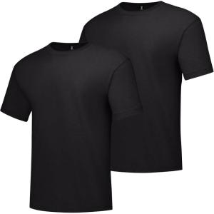 Hanes Men’s Beefy-t T-Shirt, Heavyweight Cotton Tee, 1 Or 2 Pack, Big & Tall(Black – 2 Pack)