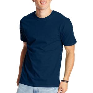 Hanes Men’s Beefy-t T-Shirt, Heavyweight Cotton Tee, 1 Or 2 Pack, Big & Tall(Navy – 1 Pack)