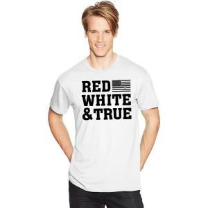 Hanes Mens Essentials Short Sleeve Graphic Tee(Red White and True)