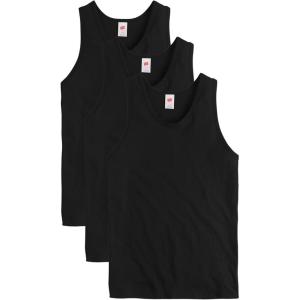Hanes Mens Essentials Tank Top Pack, Midweight Cotton Tanks, Sleeveless Shirts, 3-Pack(Black)