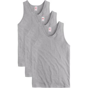 Hanes Mens Essentials Tank Top Pack, Midweight Cotton Tanks, Sleeveless Shirts, 3-Pack(Oxford Gray)