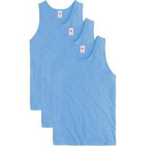 Hanes Mens Essentials Tank Top Pack, Midweight Cotton Tanks, Sleeveless Shirts, 3-Pack(Swiss Blue)