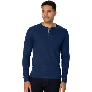 Hanes Mens T-Shirts, Men’s Beefyt Henley Shirts, Men’s Cotton Long Sleeve Shirts(Navy Heather)